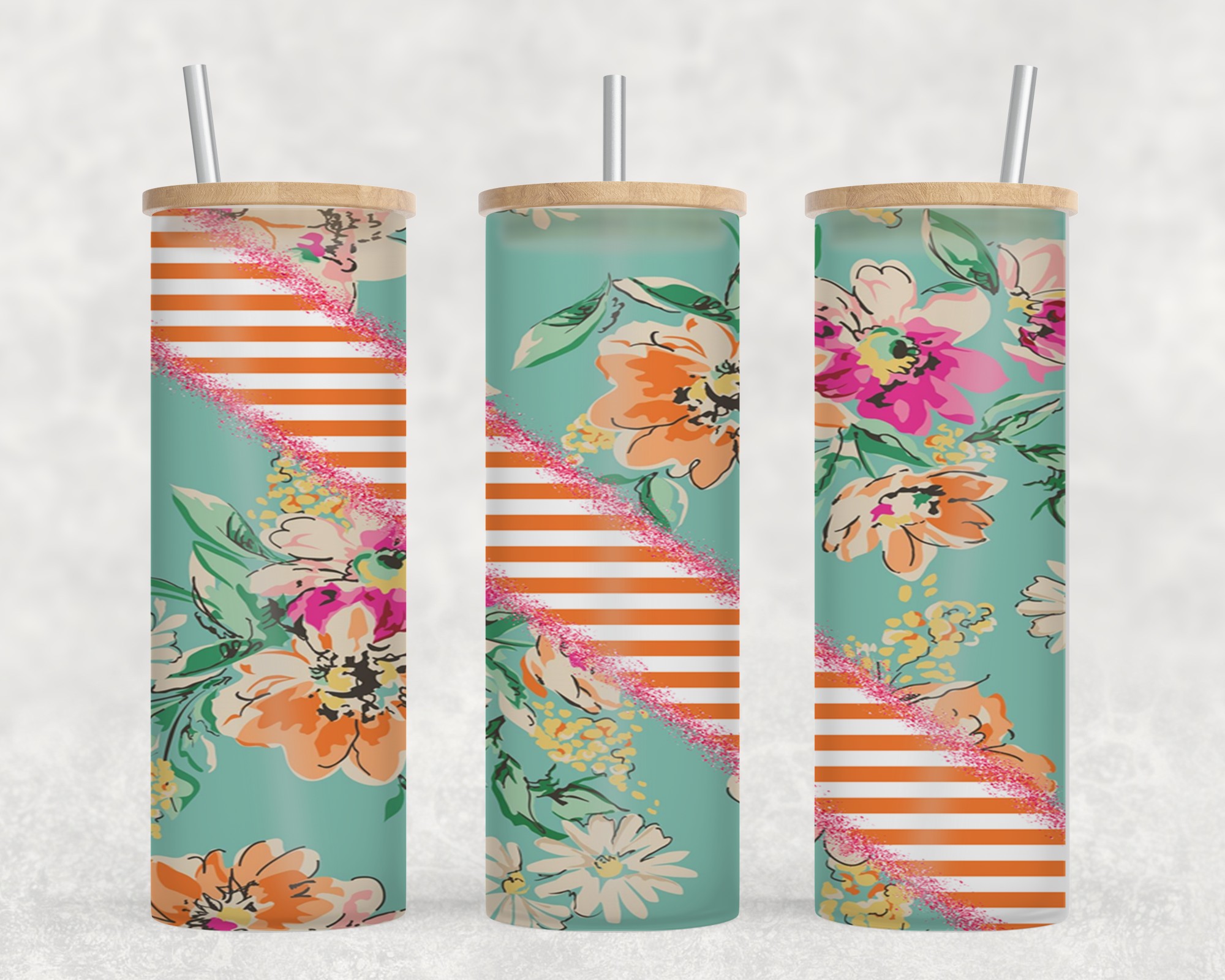 Vintage Flower Orange Stripe-10621